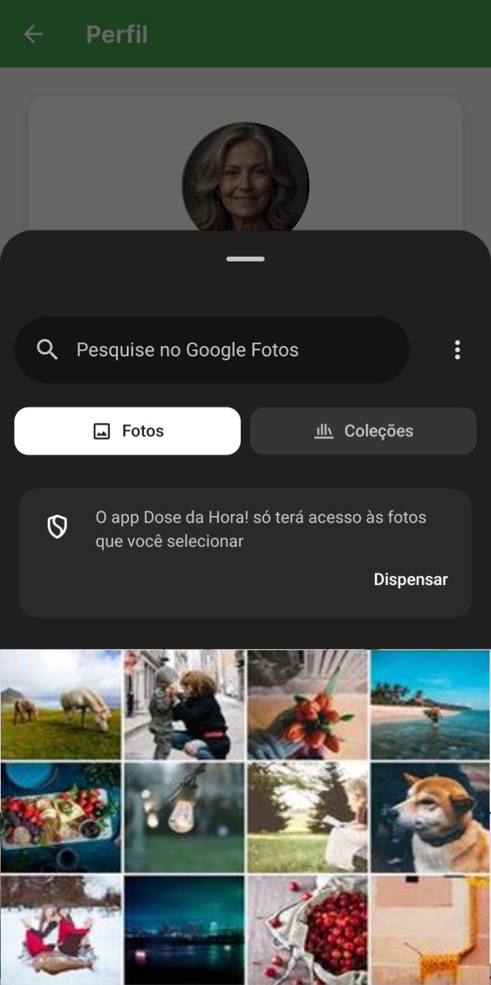 Escolha de foto no celular